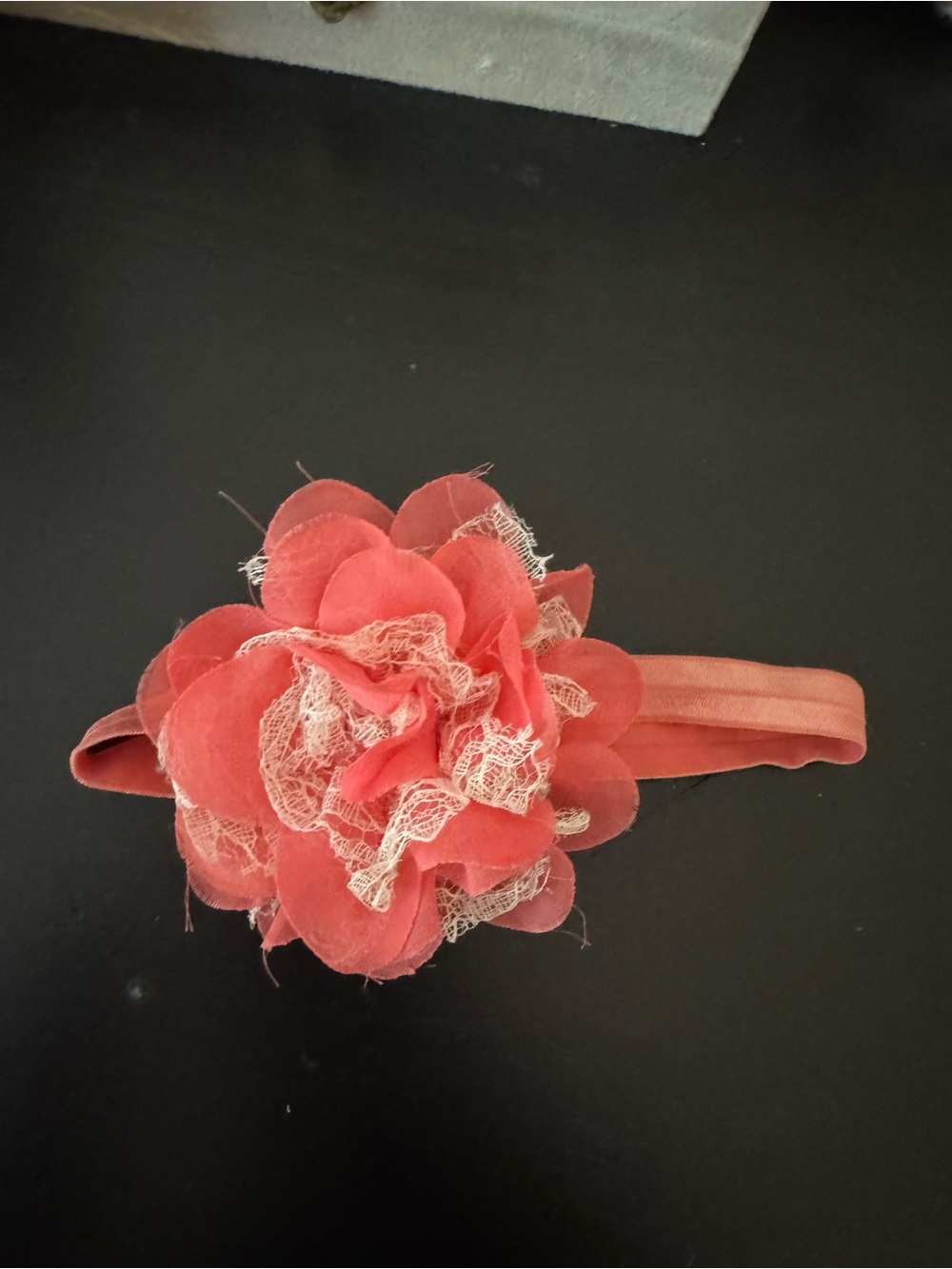 Source Unknown Coral Flower Headband with Lace